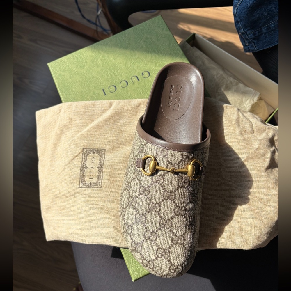 Gucci Beige and Brown Men's Slip-On Loafers